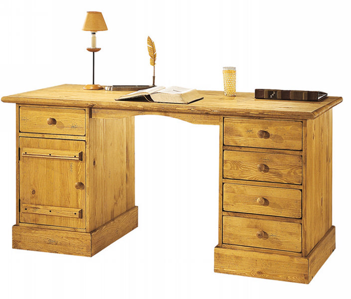 Bureau Bois Massif Ikea : porte, 5 tiroirs, bouton bois.Collection en pin massif cir? Bureau Bois Massif Ikea : porte, 5 tiroirs, bouton bois.Collection en pin massif cir?