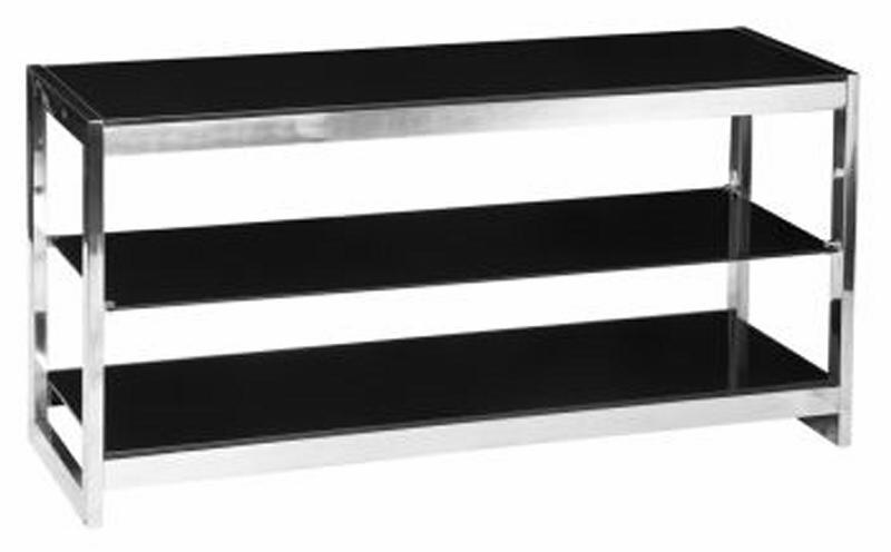 Meuble t&eacute;l&eacute; verre tremp&eacute; noir