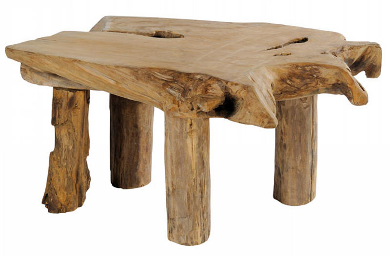 Table basse teck massif brut "Farmer"
