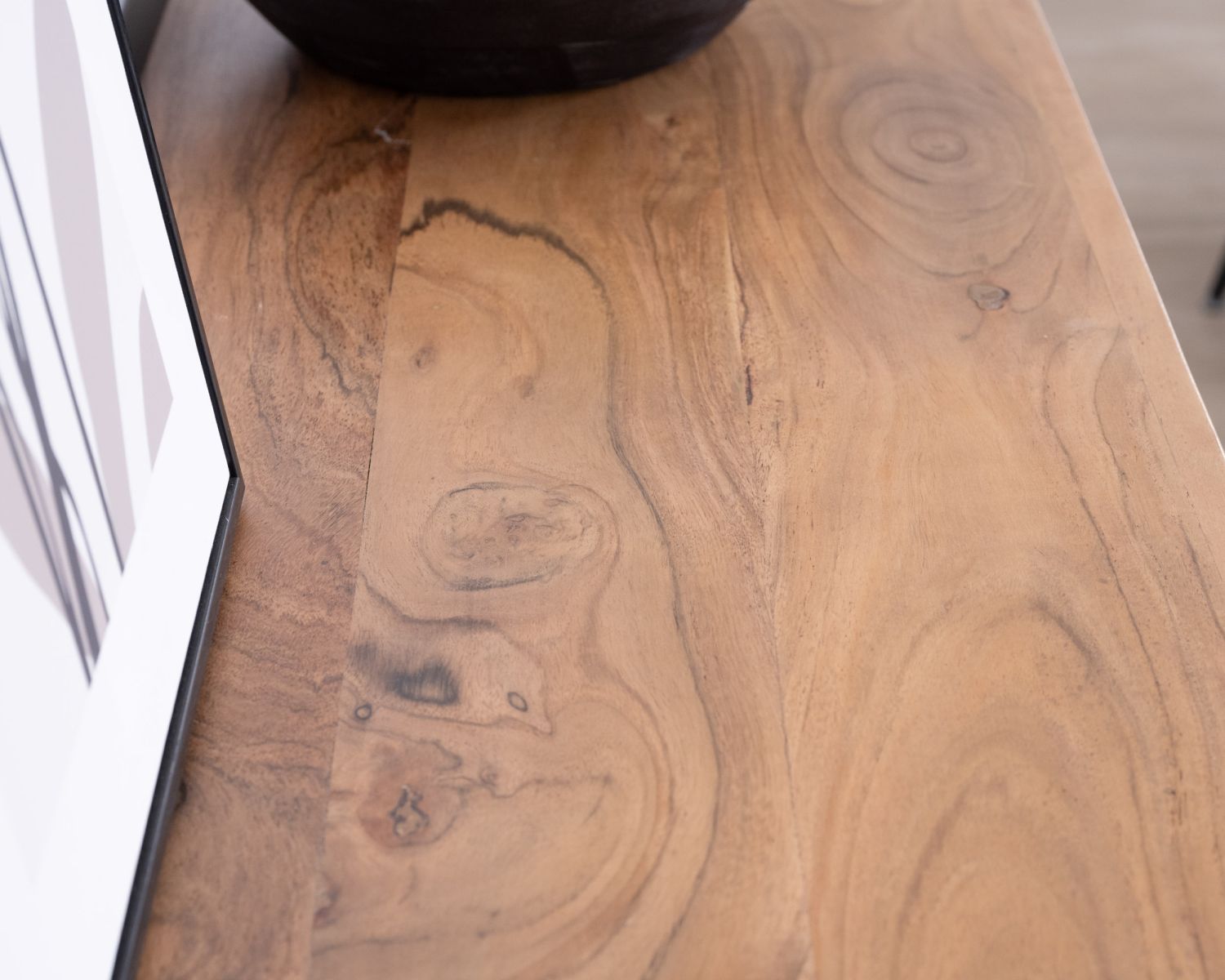 Bahut 4 portes en acacia et métal 160 cm "Novelli" esprit zen et épuré