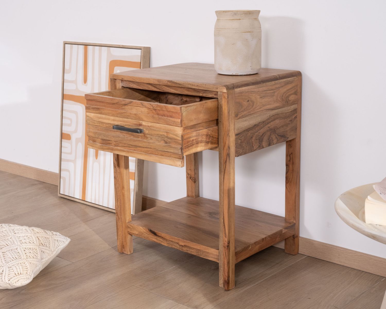 Table de chevet ou d'appoint en acacia avec tiroir "Conoa"