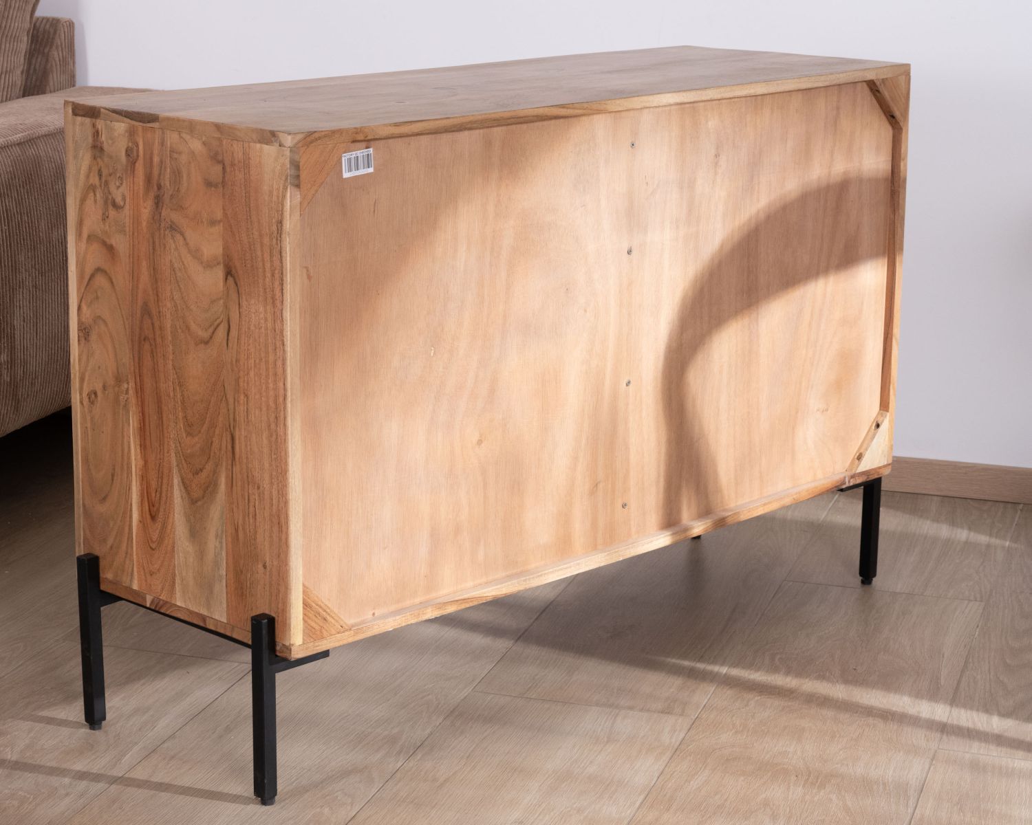 Commode 6 tiroirs "Conoa" acacia et pieds métal noir