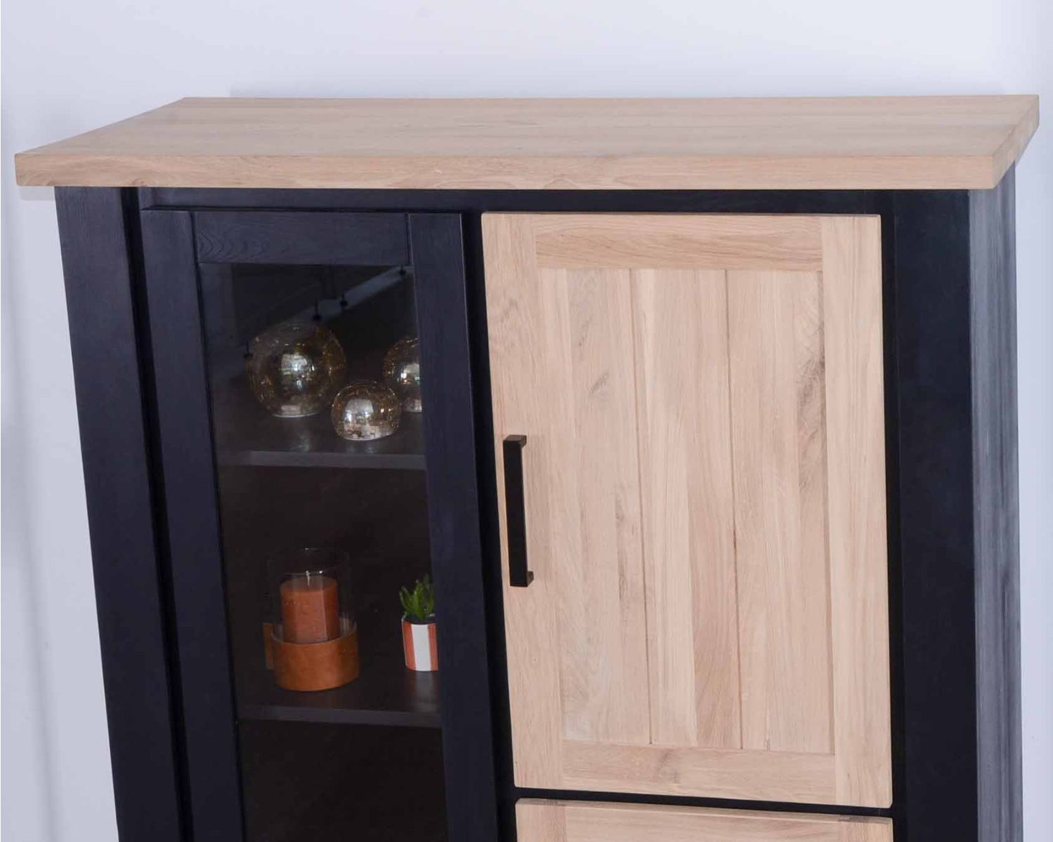 Buffet haut noir et naturel style loft bois et métal « Ashland »