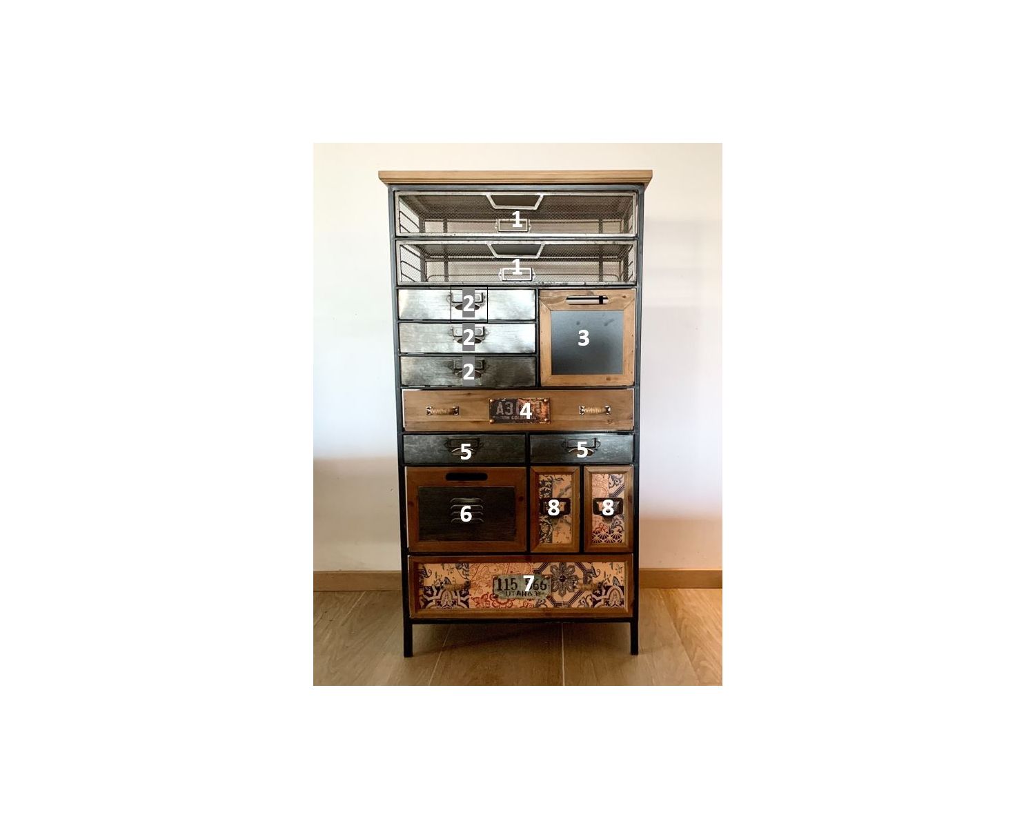 Armoire décorative 13 tiroirs "Mélimélo Indus" 112 cm