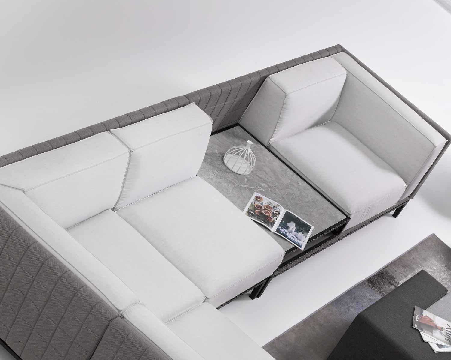 Grand canapé avec méridienne et tablette pierre "Saparua Island"