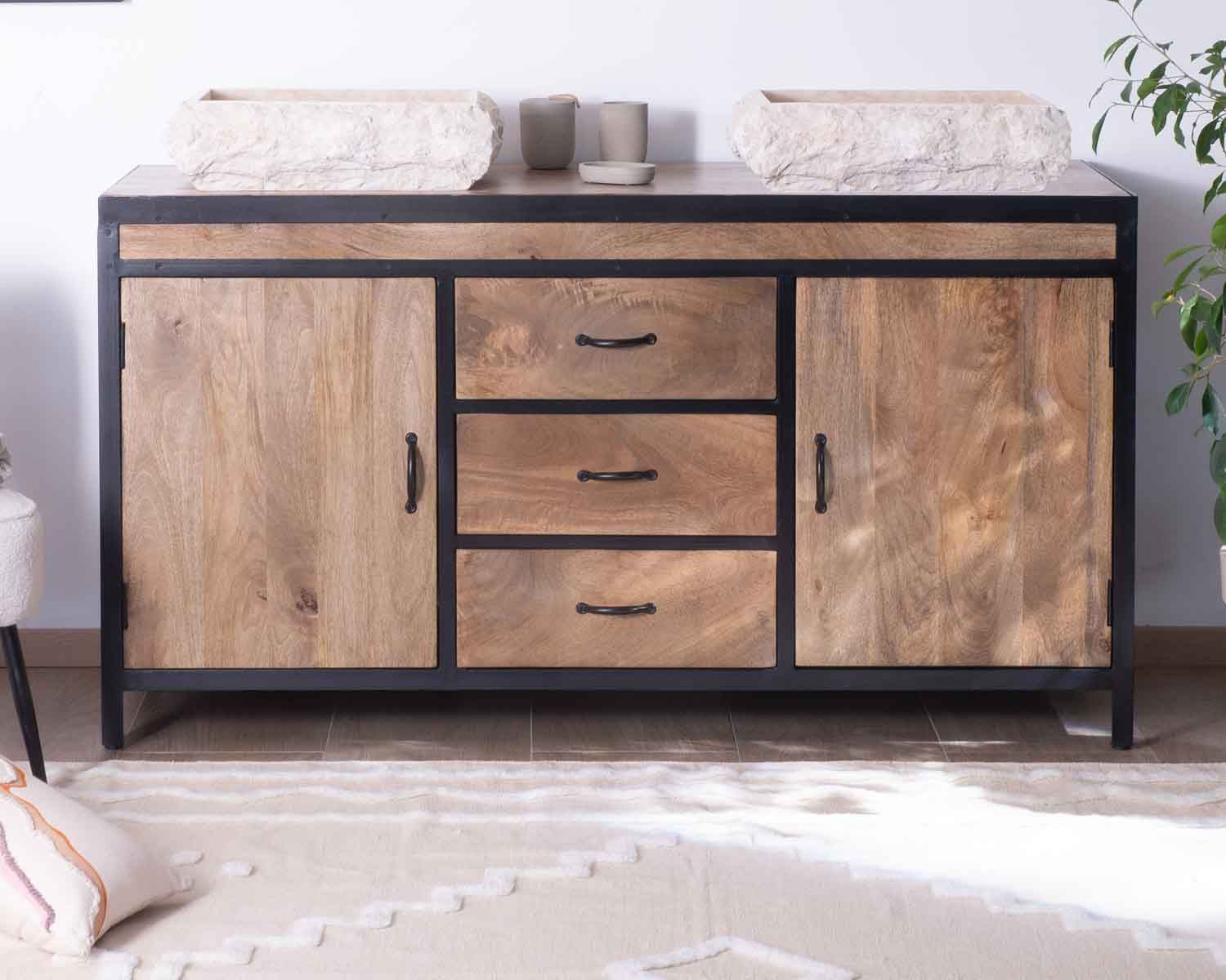 Vasque rectangulaire en marbre naturel beige "Stone" intérieur poli