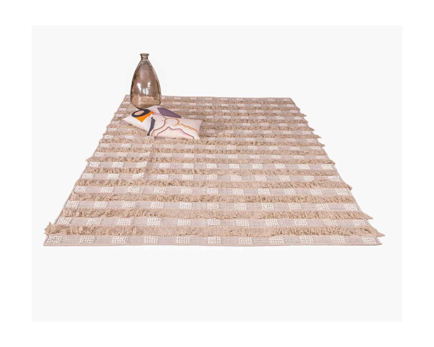 Tapis multi textures beige tissé main "Matis" format 200x300cm