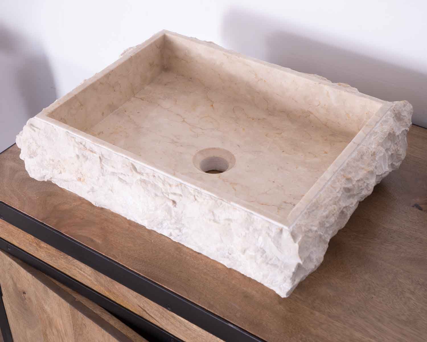 Vasque rectangulaire en marbre naturel beige "Stone" intérieur poli