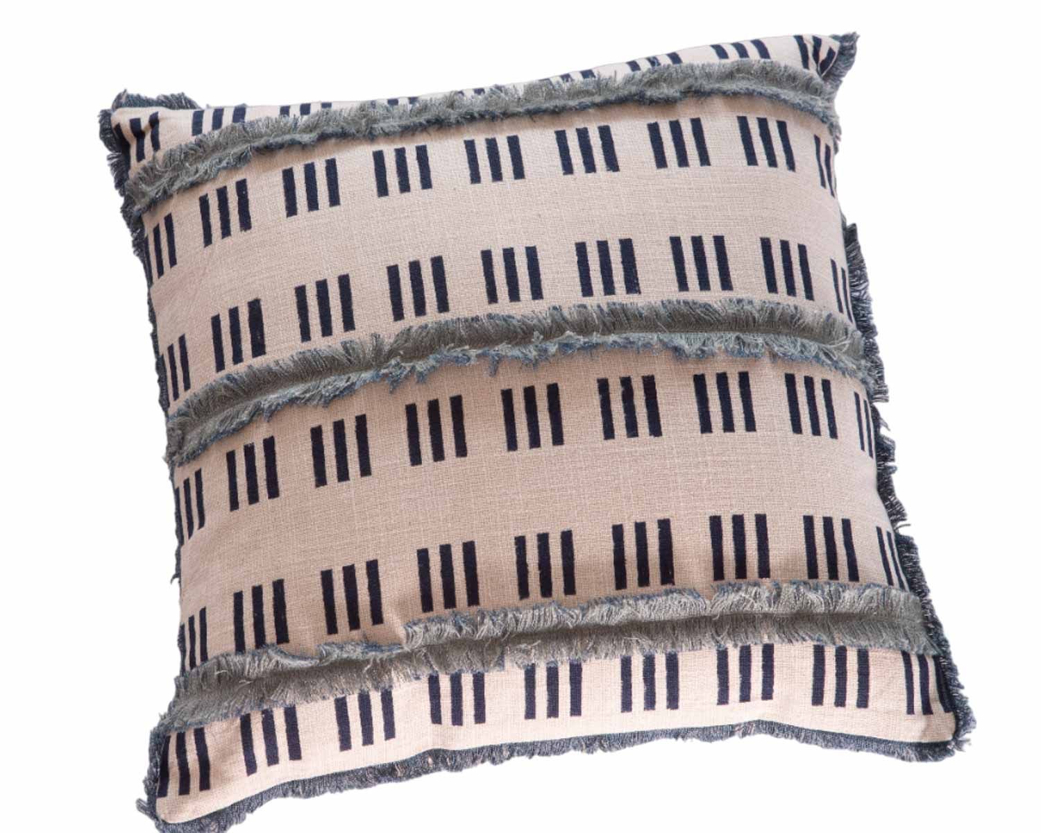 Coussin imprimé en coton et lin "Foreign" format carré 45x45cm