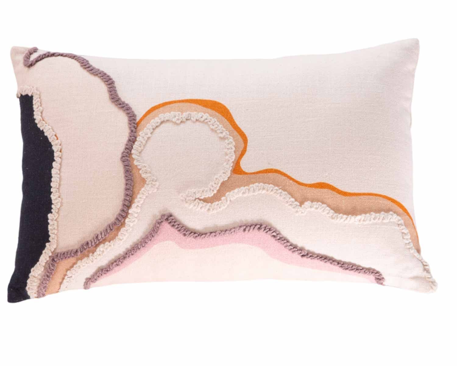 Coussin en tissu motif brodé et imprimé "Matis" 50 x 30 cm