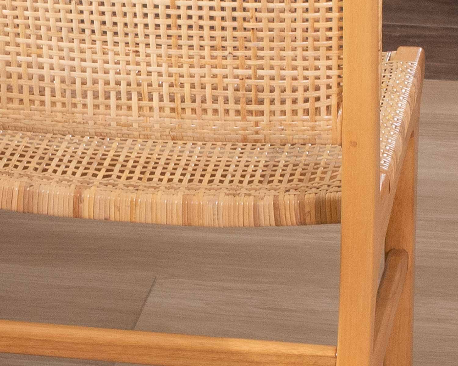 Chaise de repas en teck et rotin naturel "Chatia"