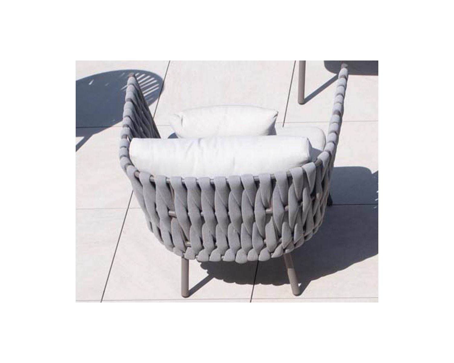 Salon d'extérieur haut de gamme corde tressée grise et aluminium "Chinon"