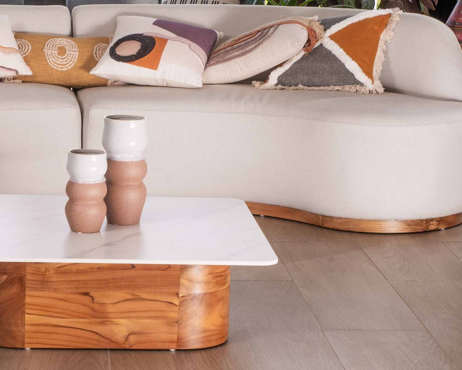 Coussin carré en coton bicolore avec franges "Ethnic" 45x45cm