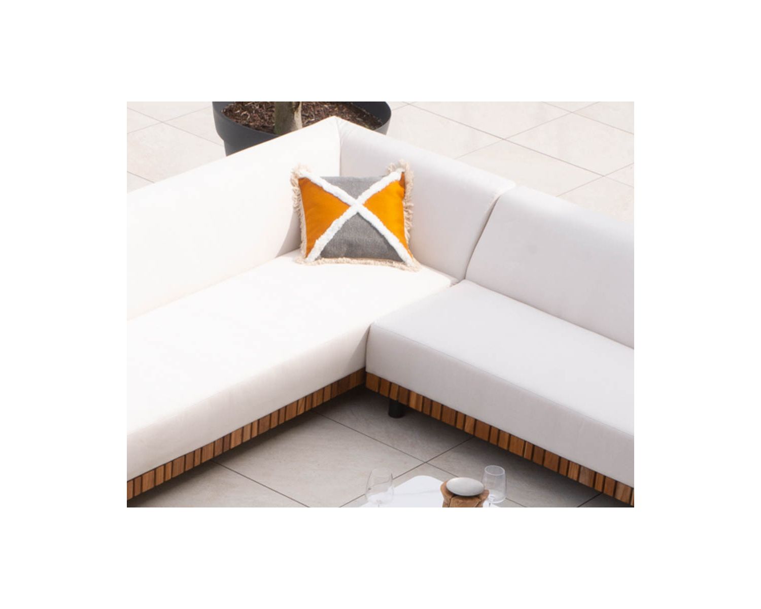 Coussin carré en coton bicolore avec franges "Ethnic" 45x45cm