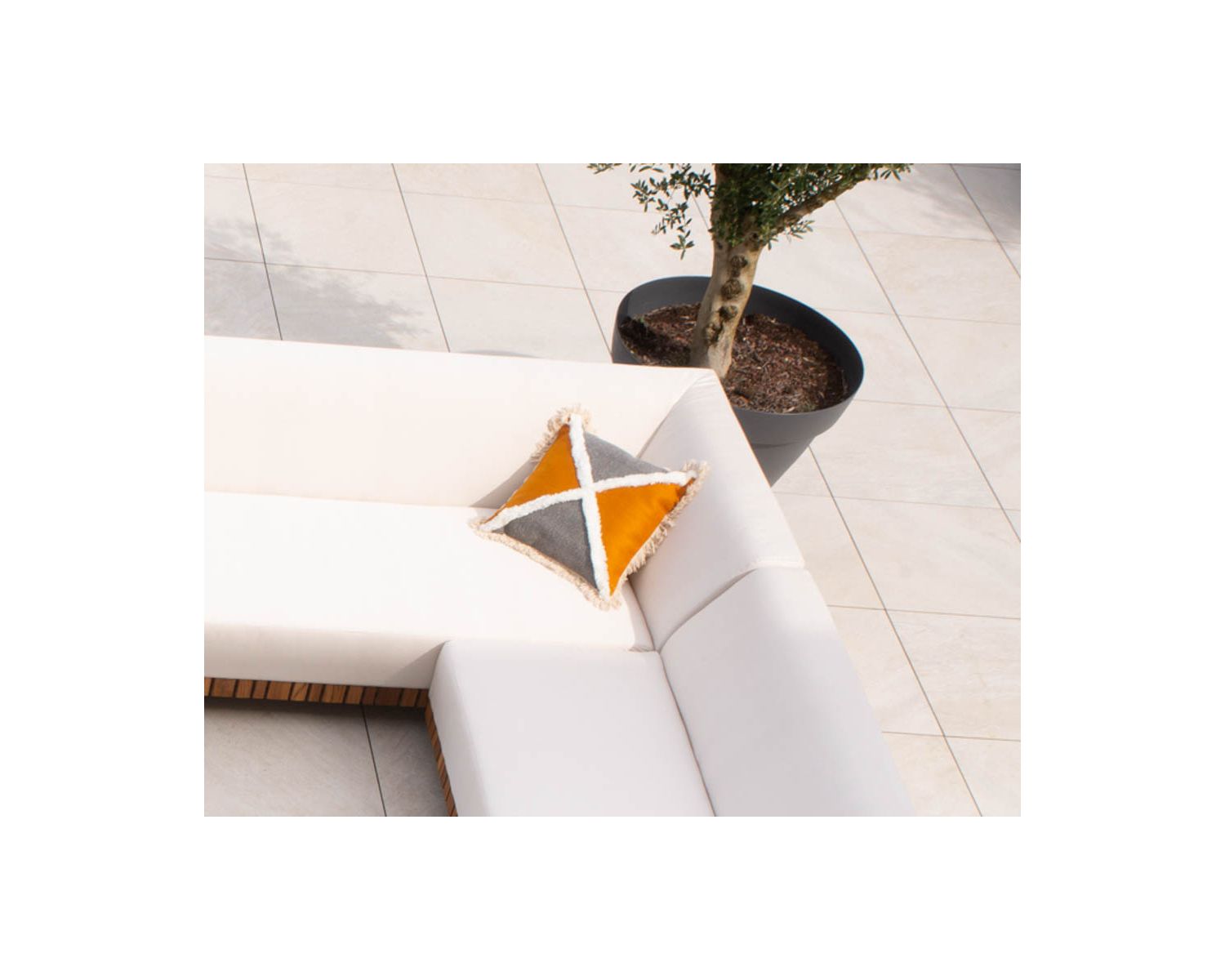 Coussin carré en coton bicolore avec franges "Ethnic" 45x45cm