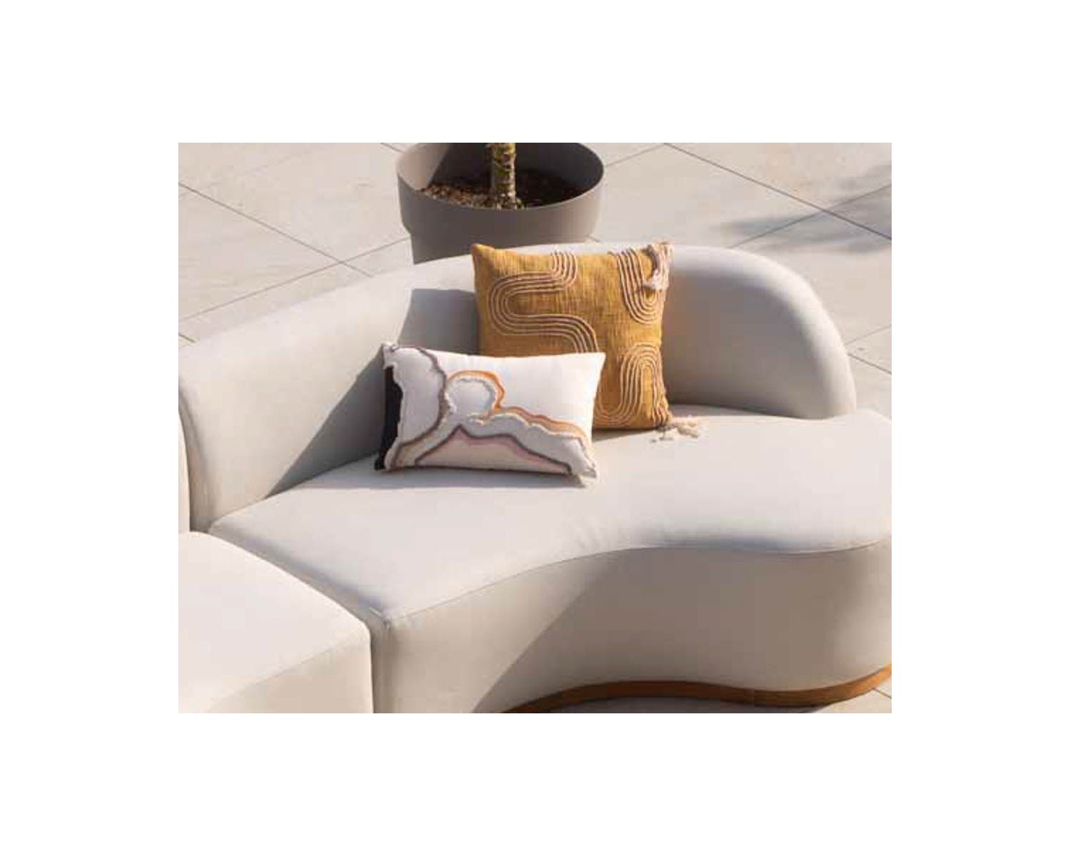 Coussin en tissu coton flammé "Ethnic" 45 x 45 cm beige et jaune