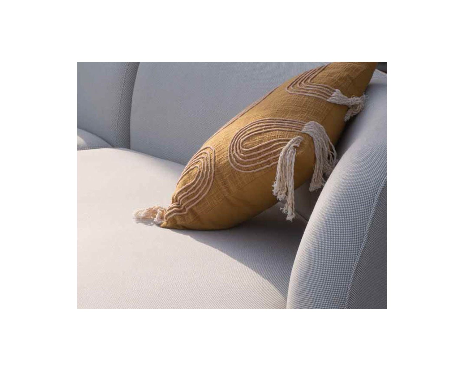 Coussin en tissu coton flammé "Ethnic" 45 x 45 cm beige et jaune