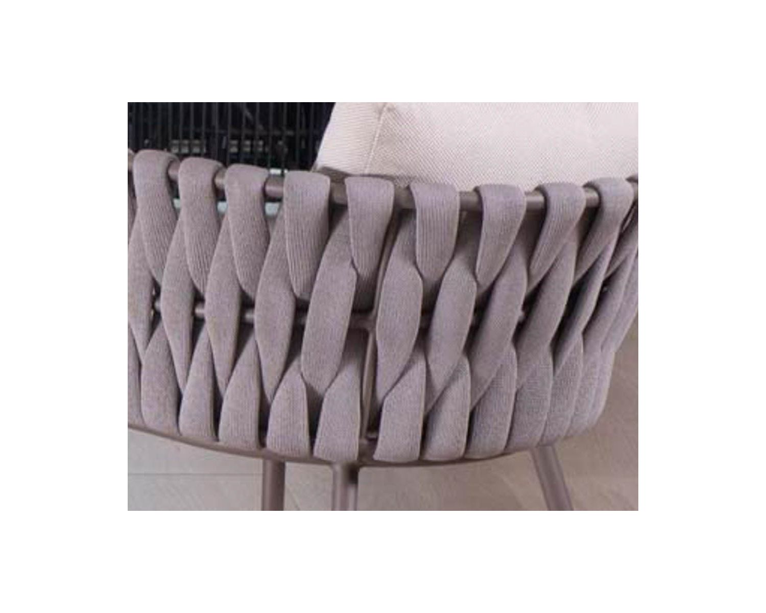 Lot de 2 chaises de jardin haut de gamme tissu gris et aluminium "Chinon"