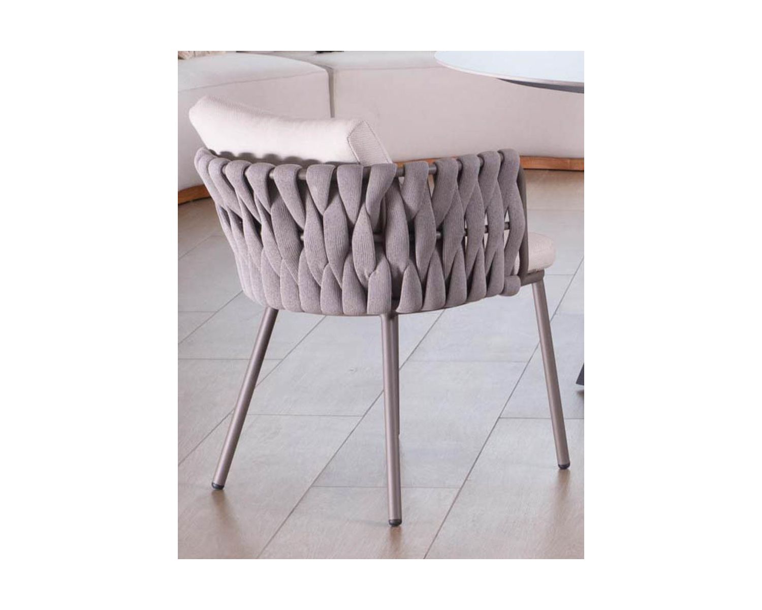Lot de 2 chaises de jardin haut de gamme tissu gris et aluminium "Chinon"