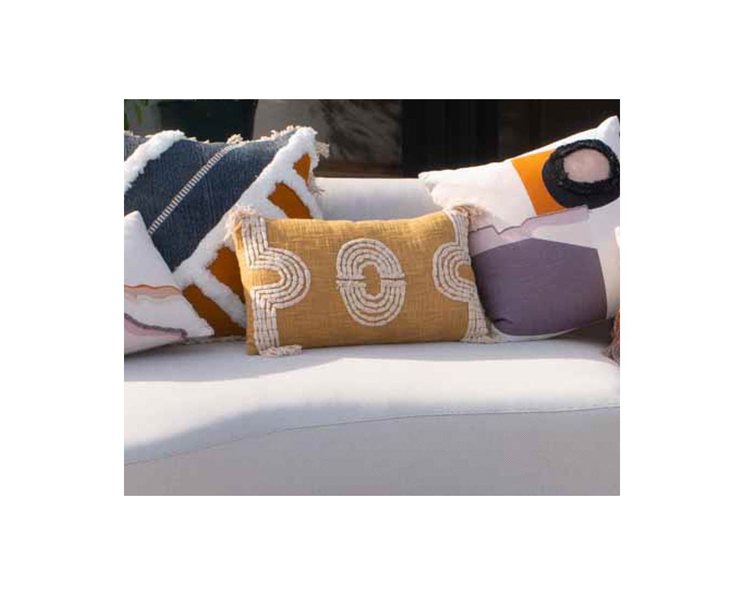 Coussin rectangulaire "Ethnic" 30 x 50 cm tons naturels en coton