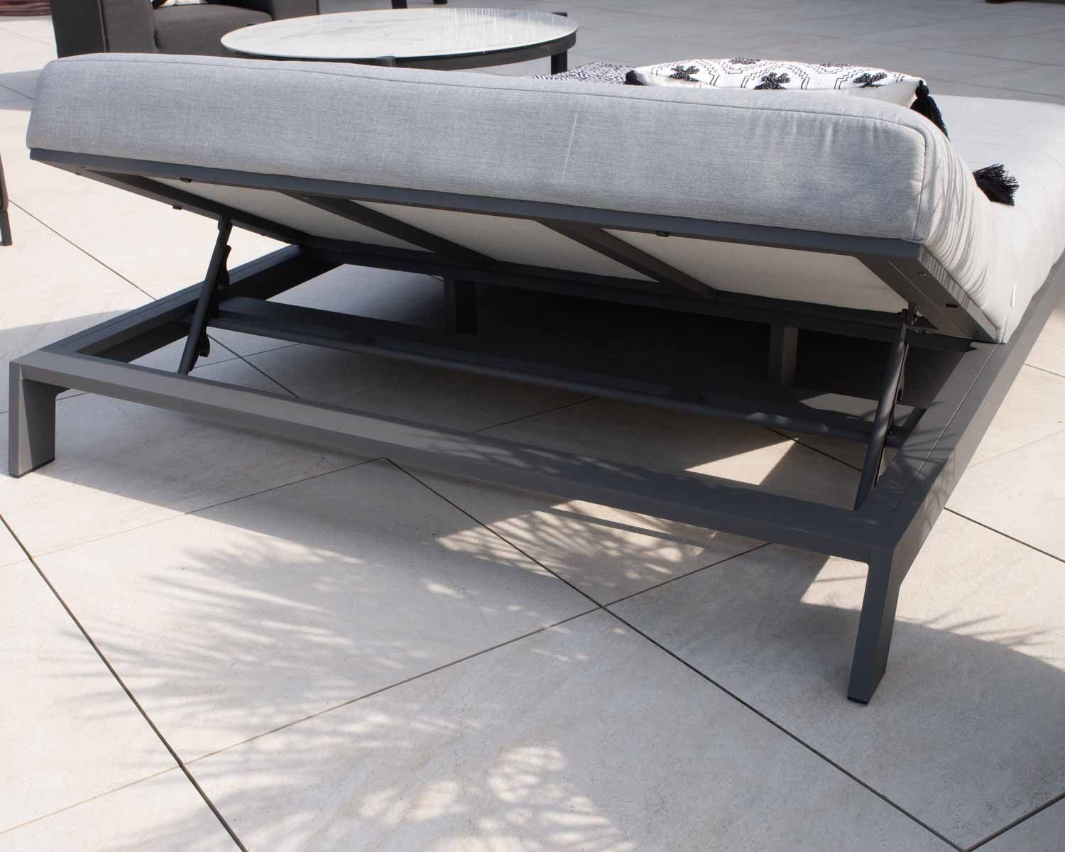 Bain de soleil double moderne et confortable gris clair "Terrasse" structure anthracite