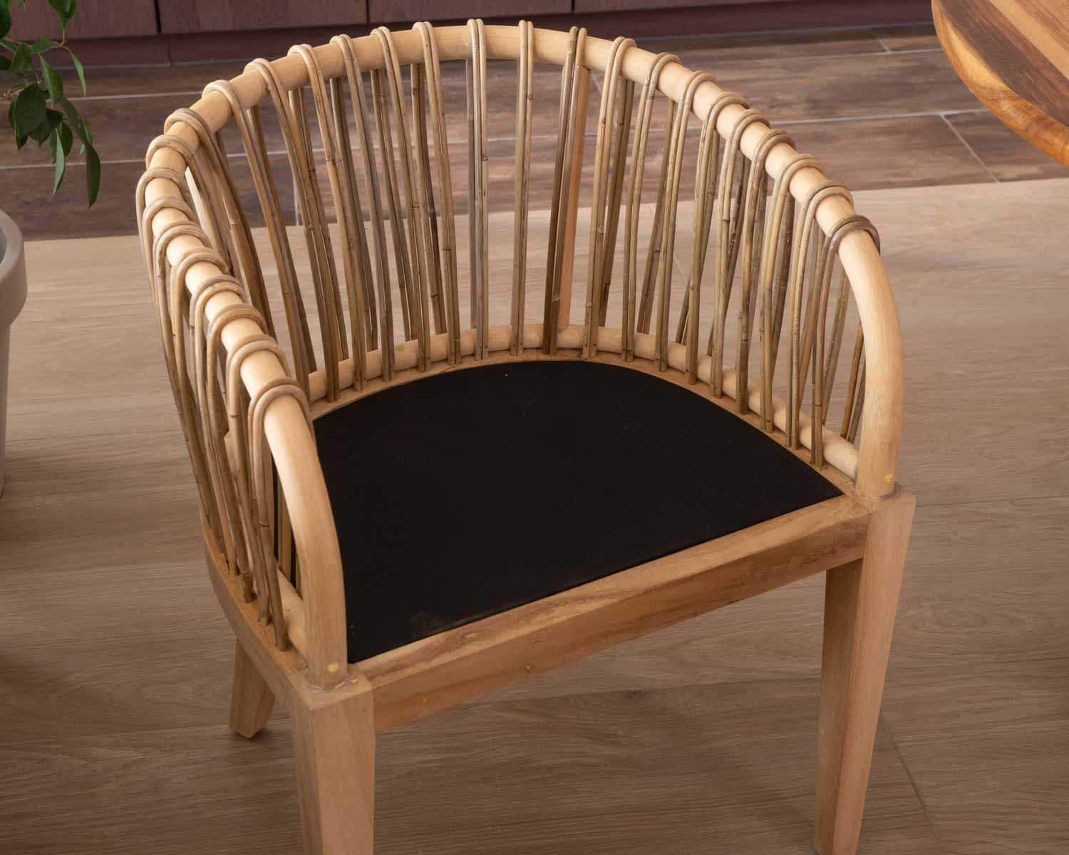 Chaise de jardin en teck et rotin "Wilma"