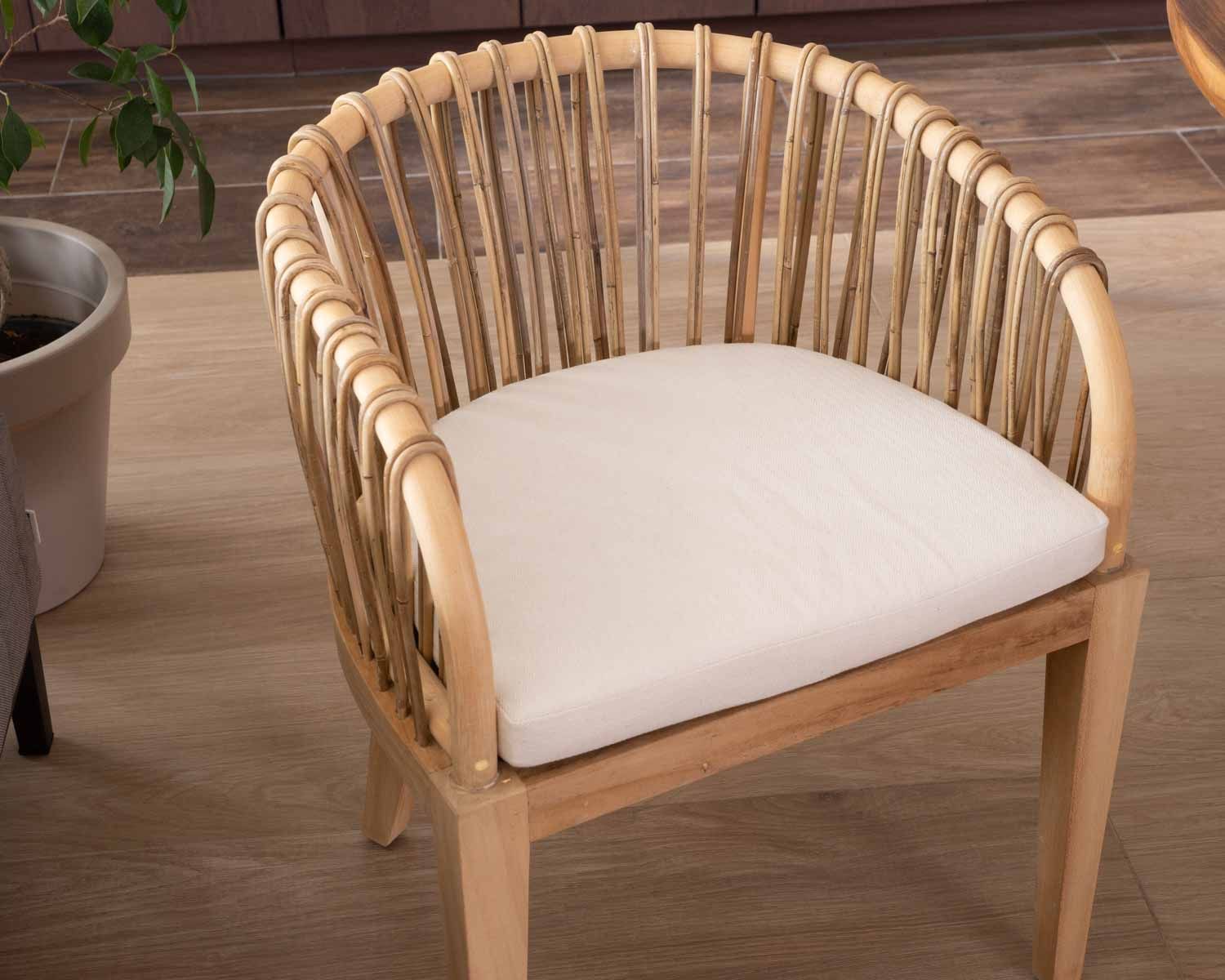 Chaise de jardin en teck et rotin "Wilma"