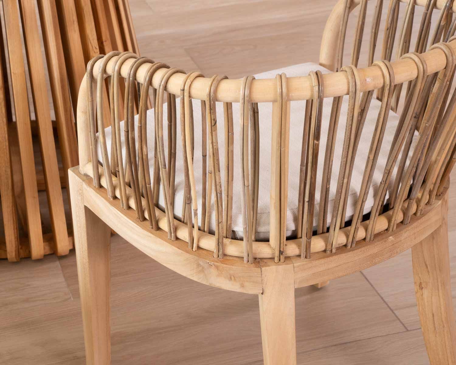 Chaise de jardin en teck et rotin "Wilma"