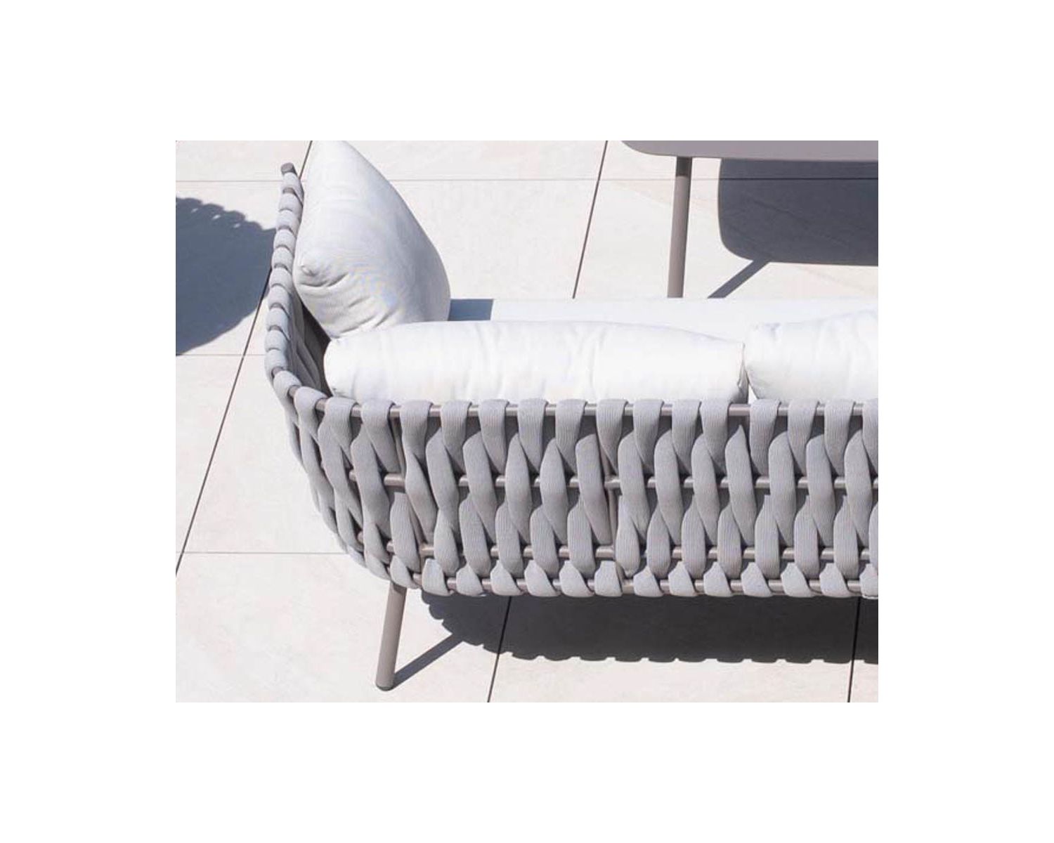 Salon d'extérieur haut de gamme corde tressée grise et aluminium "Chinon"