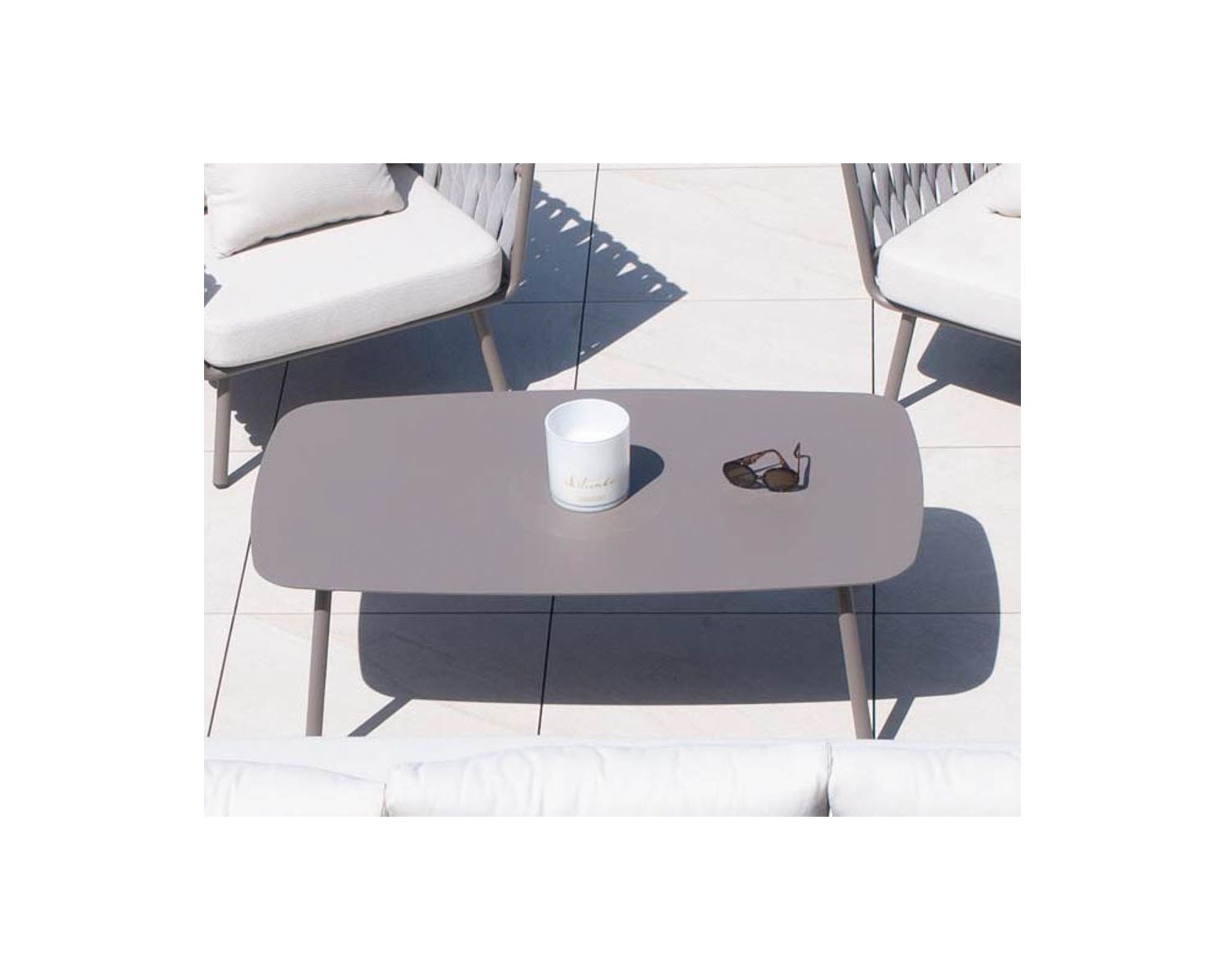 Grande table basse design rectangle en aluminium gris "Chinon"