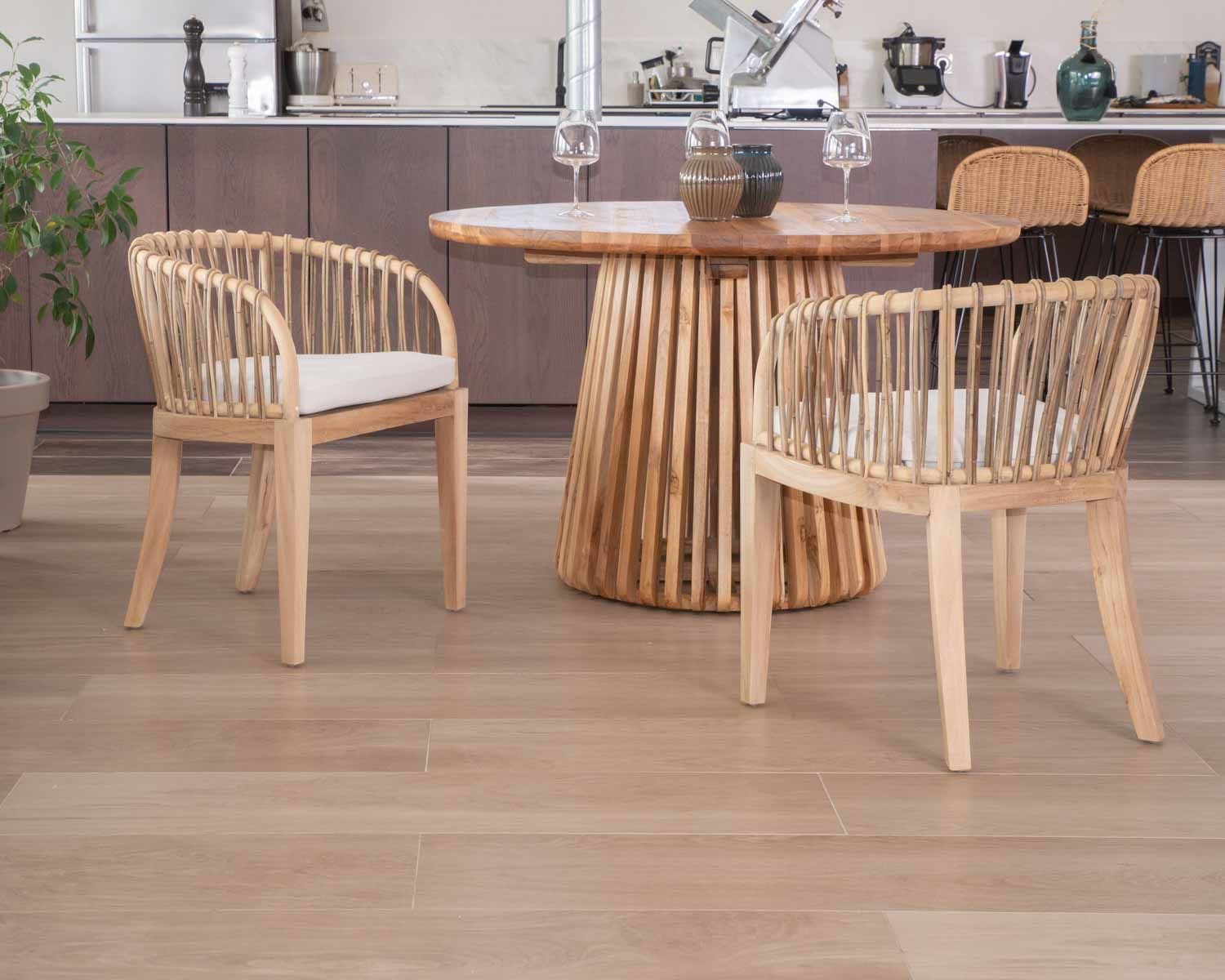 Chaise de jardin en teck et rotin "Wilma"