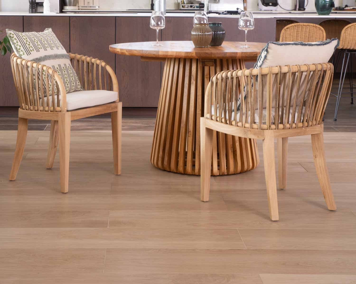 Chaise de jardin en teck et rotin "Wilma"