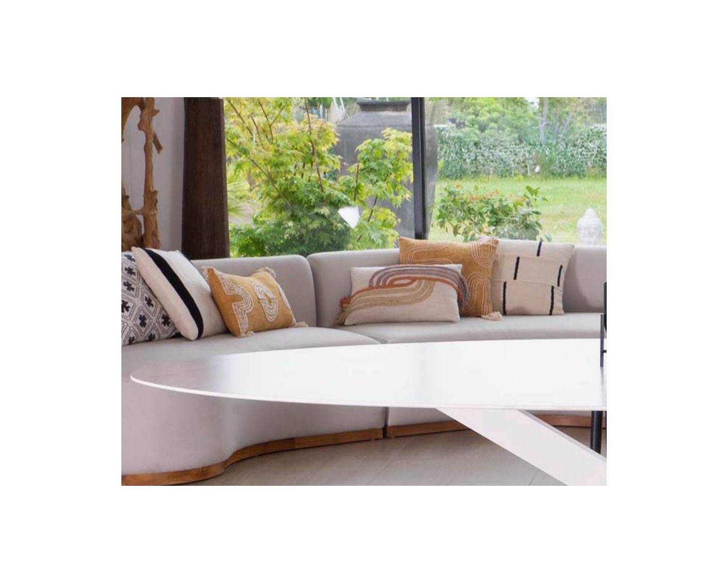 Coussin rectangulaire "Ethnic" 30 x 50 cm tons naturels en coton