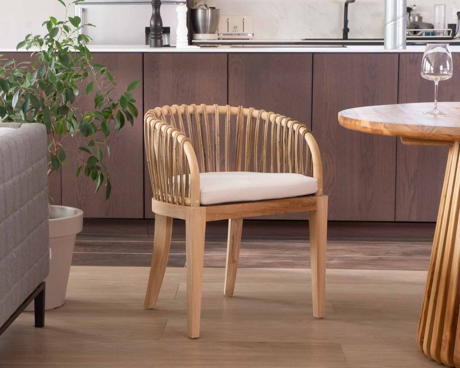 Chaise de jardin en teck et rotin "Wilma"