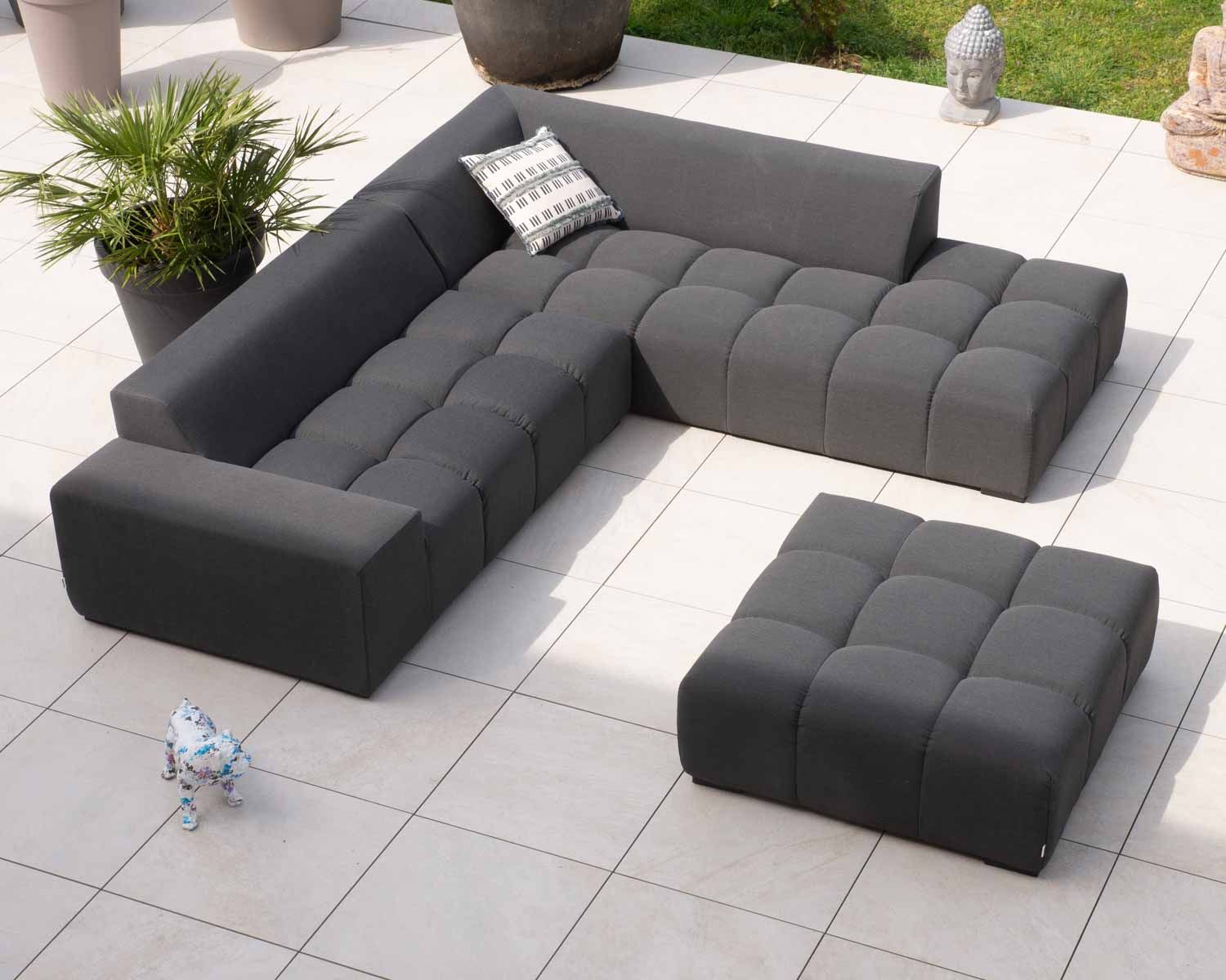 Canapé extérieur design retour gauche gris foncé "Lazy Beach"