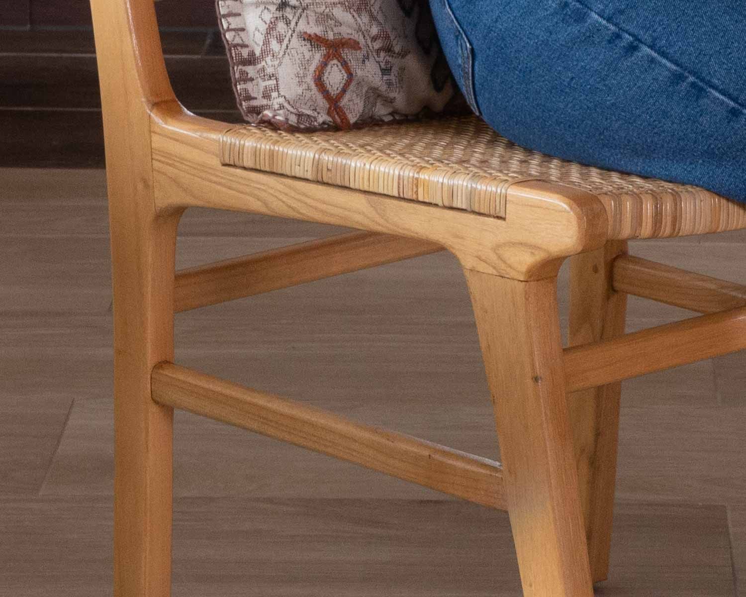 Chaise de repas en teck et rotin naturel "Chatia"