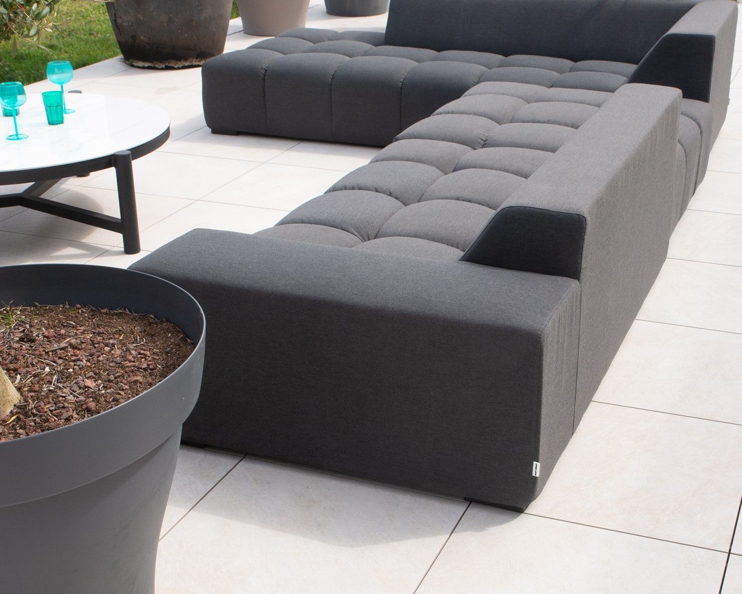 Canapé extérieur moderne retour droit gris foncé "Lazy Beach"
