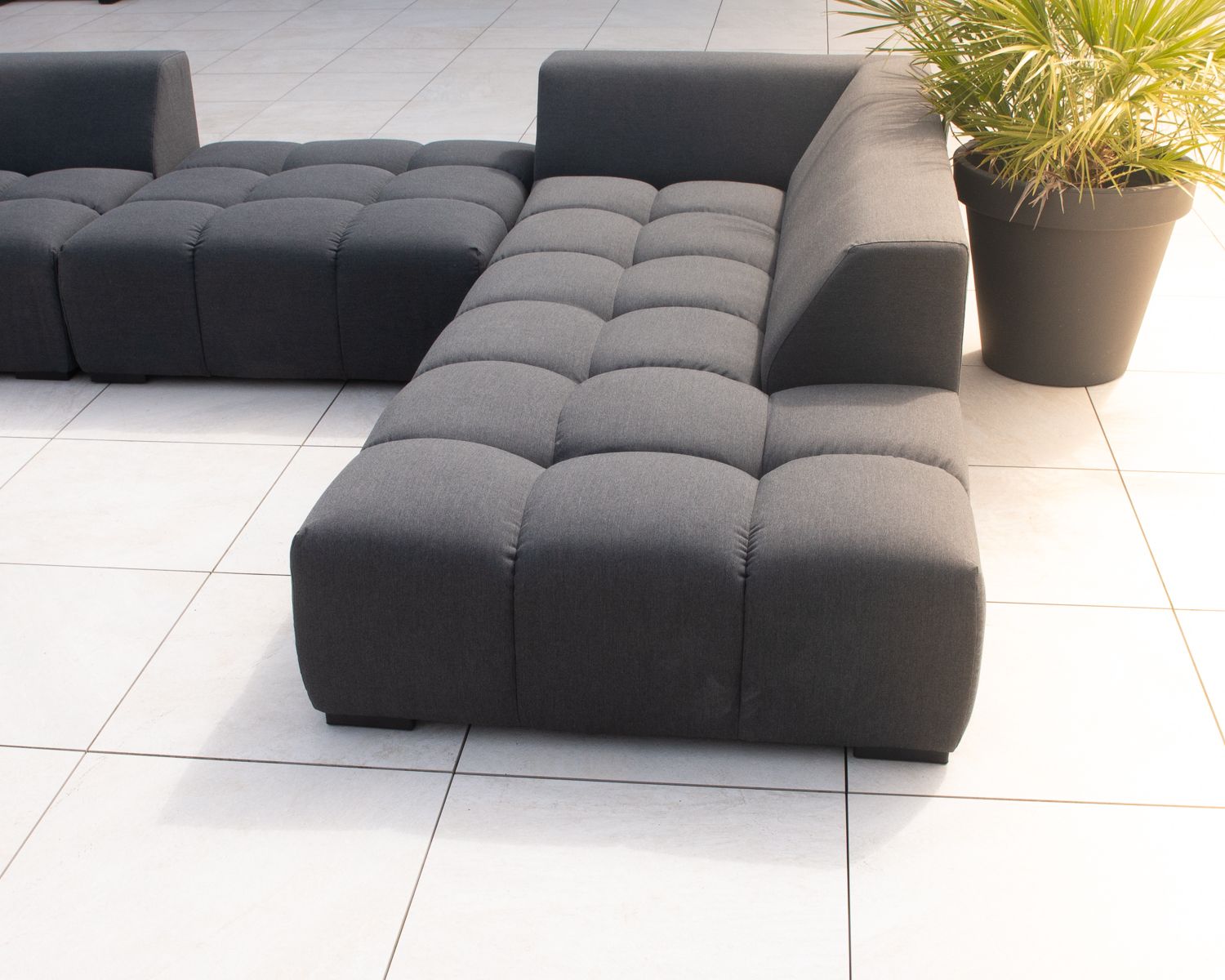 Canapé extérieur design retour gauche gris foncé "Lazy Beach"