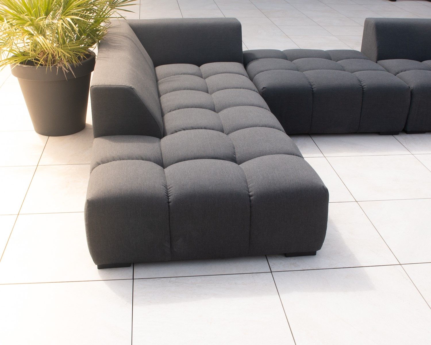 Canapé extérieur moderne retour droit gris foncé "Lazy Beach"