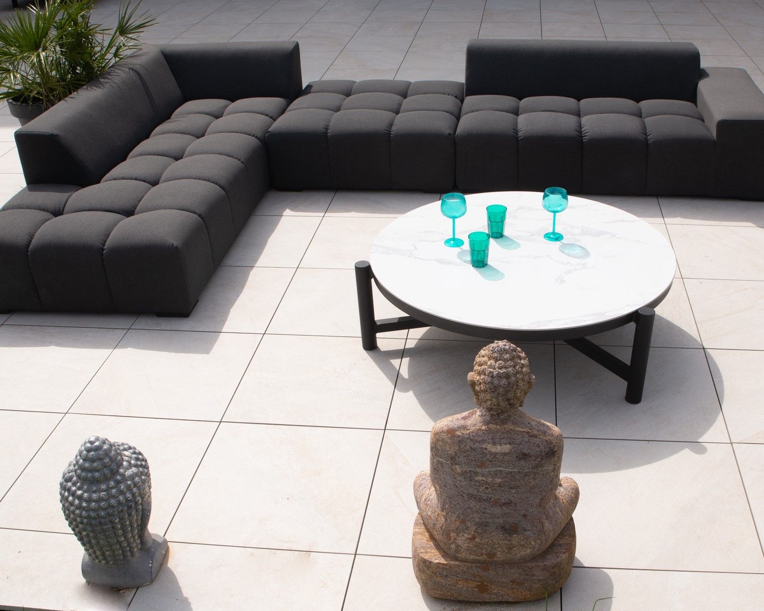 Canapé extérieur moderne retour droit gris foncé "Lazy Beach"