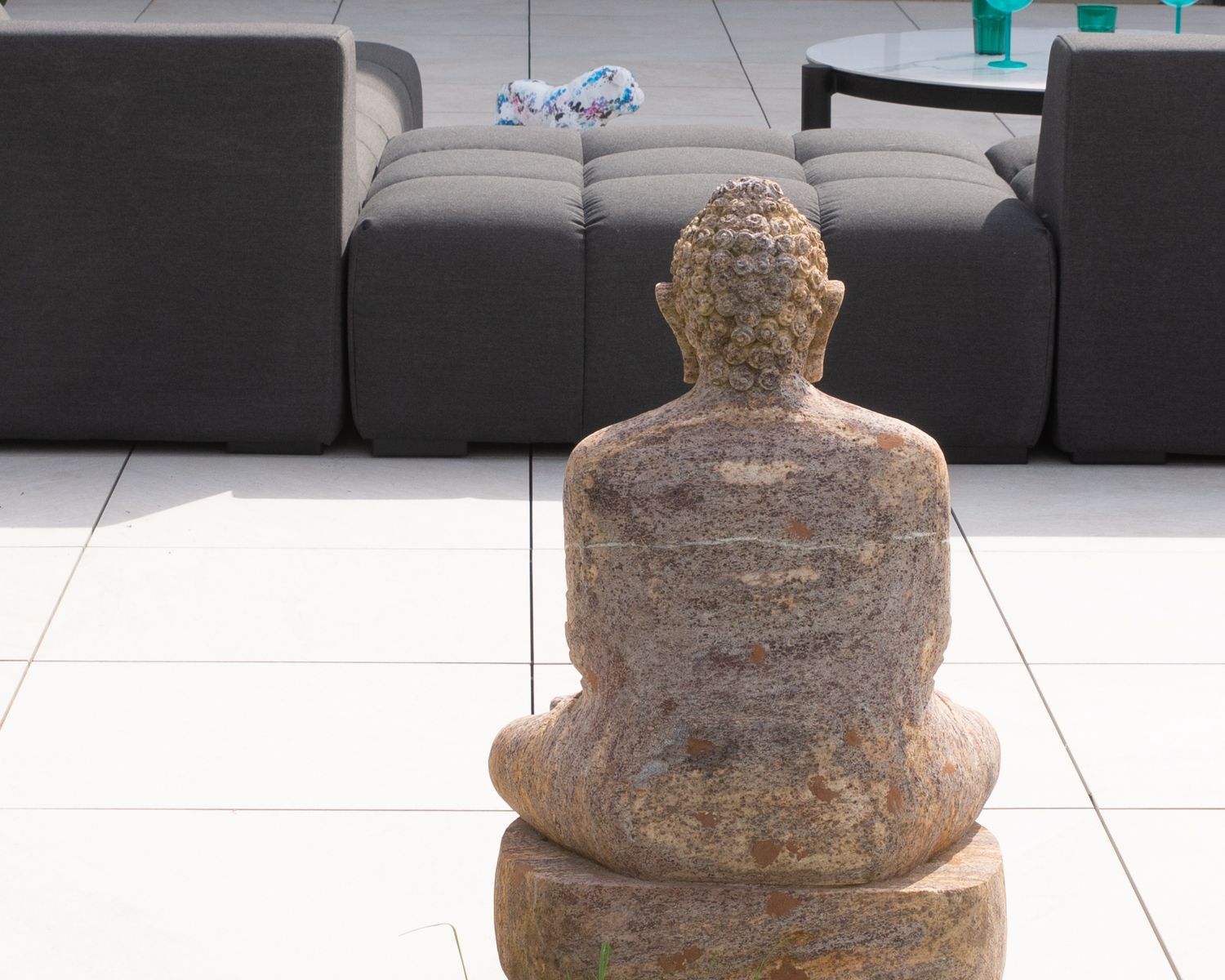 Canapé extérieur moderne retour droit gris foncé "Lazy Beach"