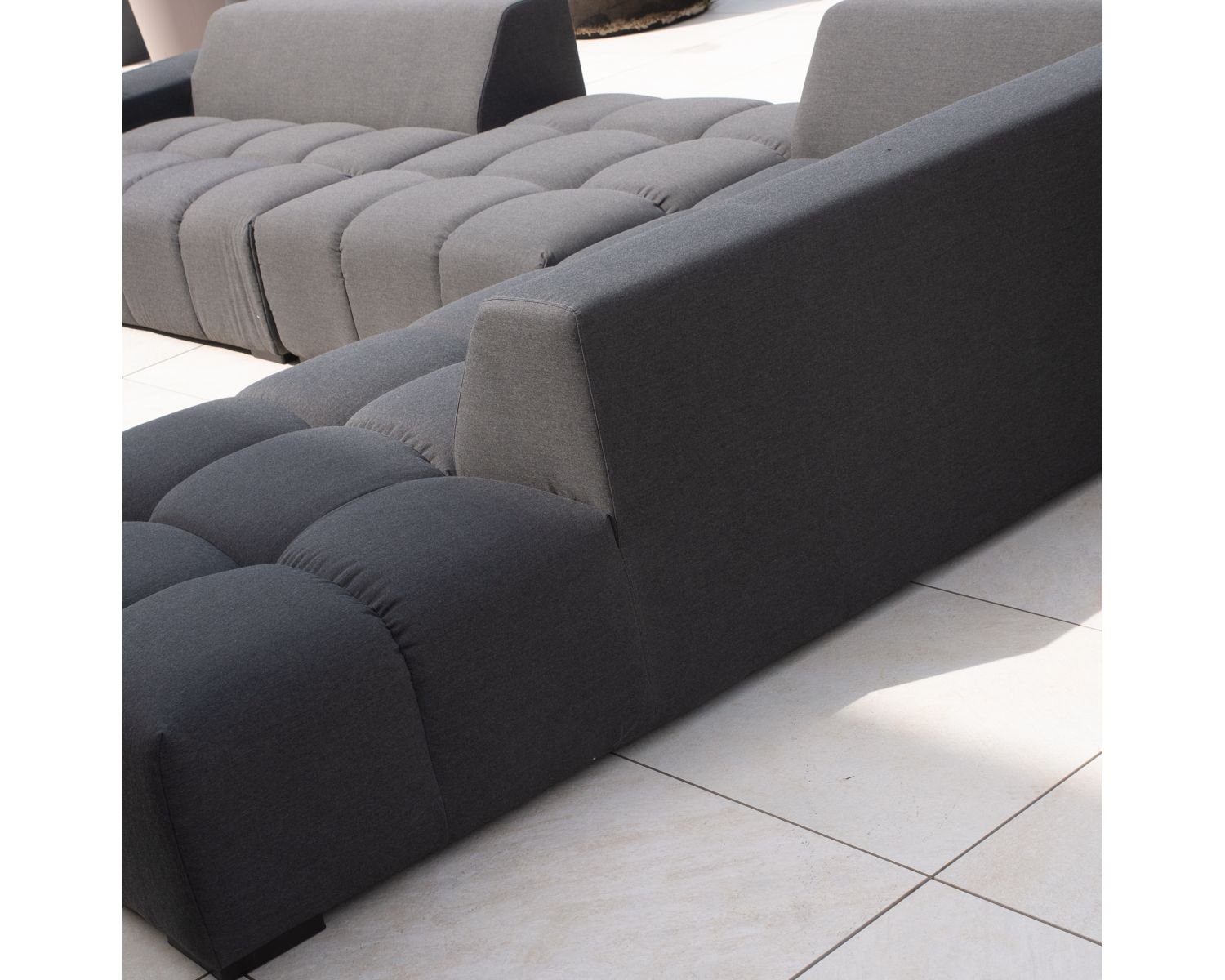 Canapé extérieur design retour gauche gris foncé "Lazy Beach"