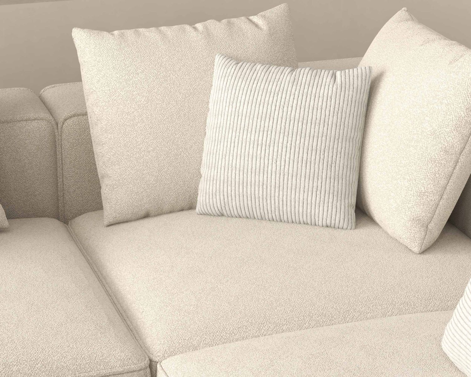 Grand canapé d'angle graphique et ultra cosy en tissu blanc "Sweet Culture"