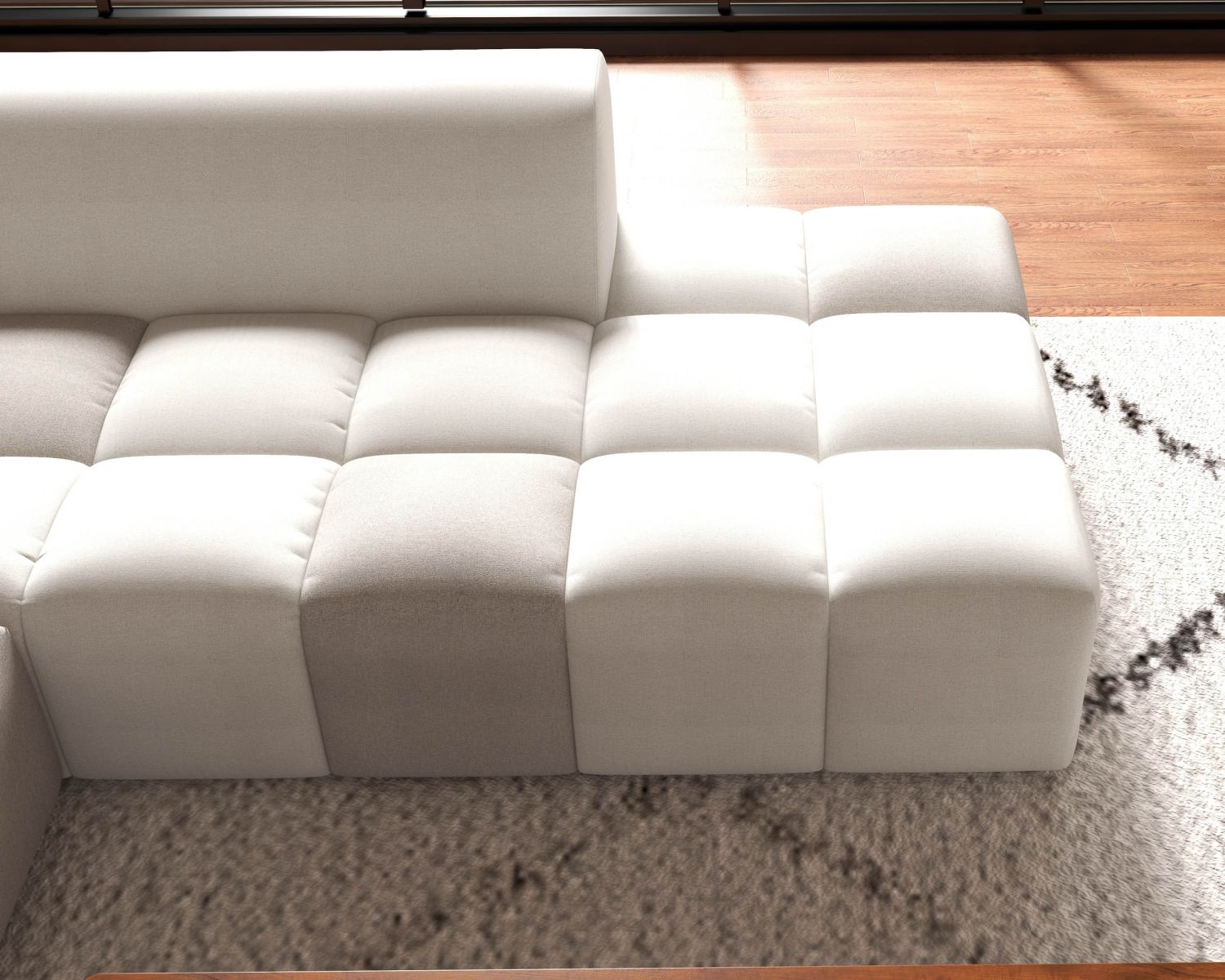 Canapé en angle avec méridienne design lounge & chill "Casa Nova" bicolore beige et gris