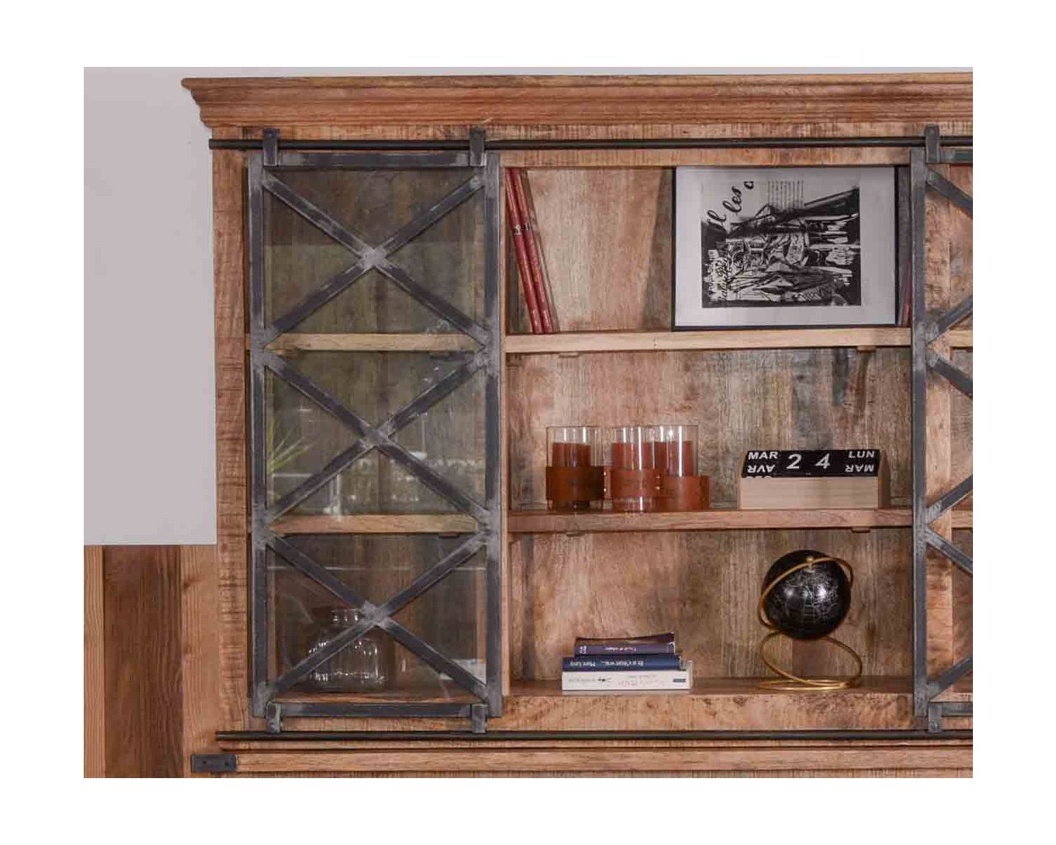 Grand vaisselier métal, verre et bois "Caractère" 180cm