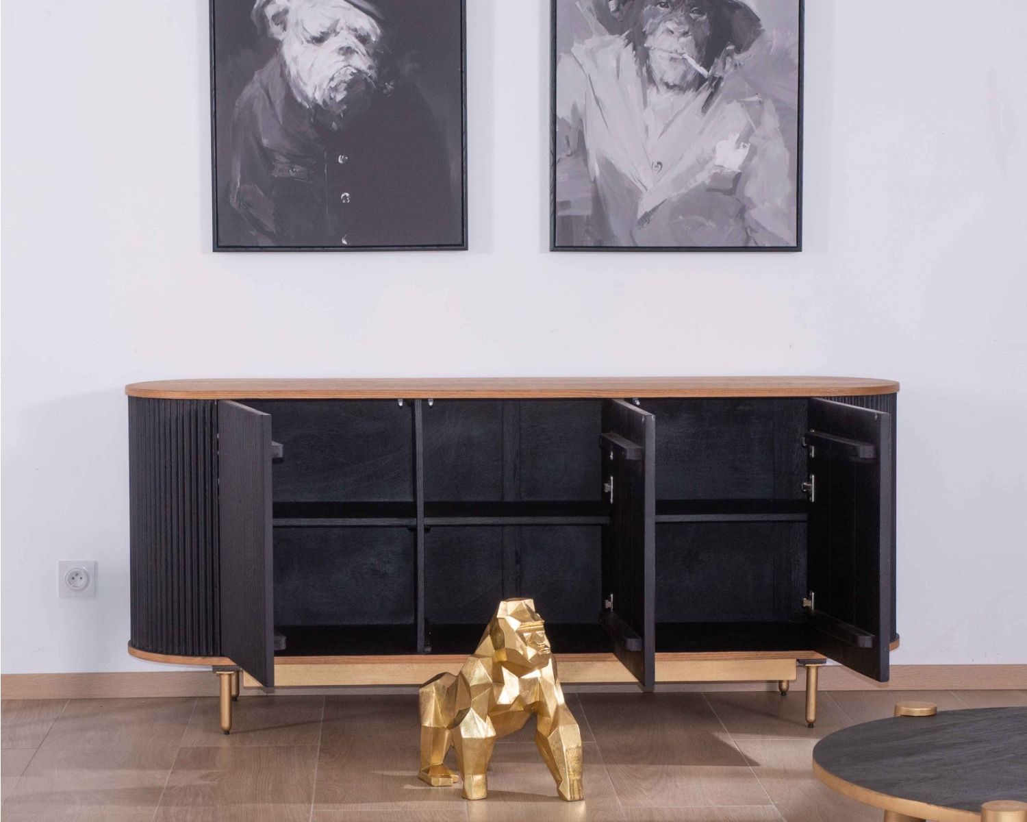 Buffet enfilade bois, noir et doré style rétro chic "Pop Vintage"