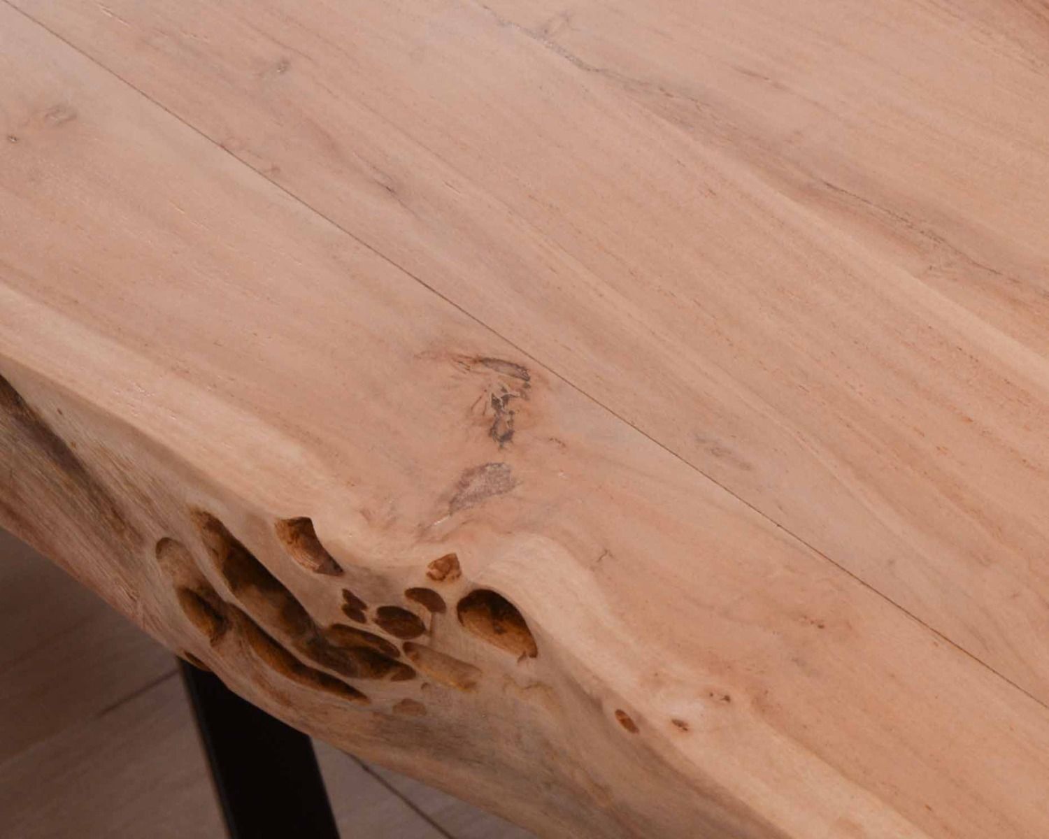 Grande table à manger plateau 280 cm acacia massif et pieds métal "3D"