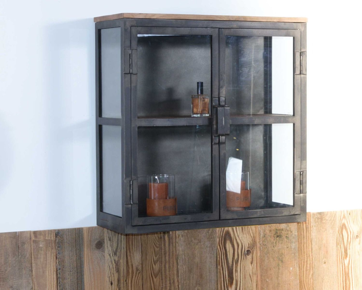 Vitrine 2 portes en métal anthracite et verre "Black Cook"