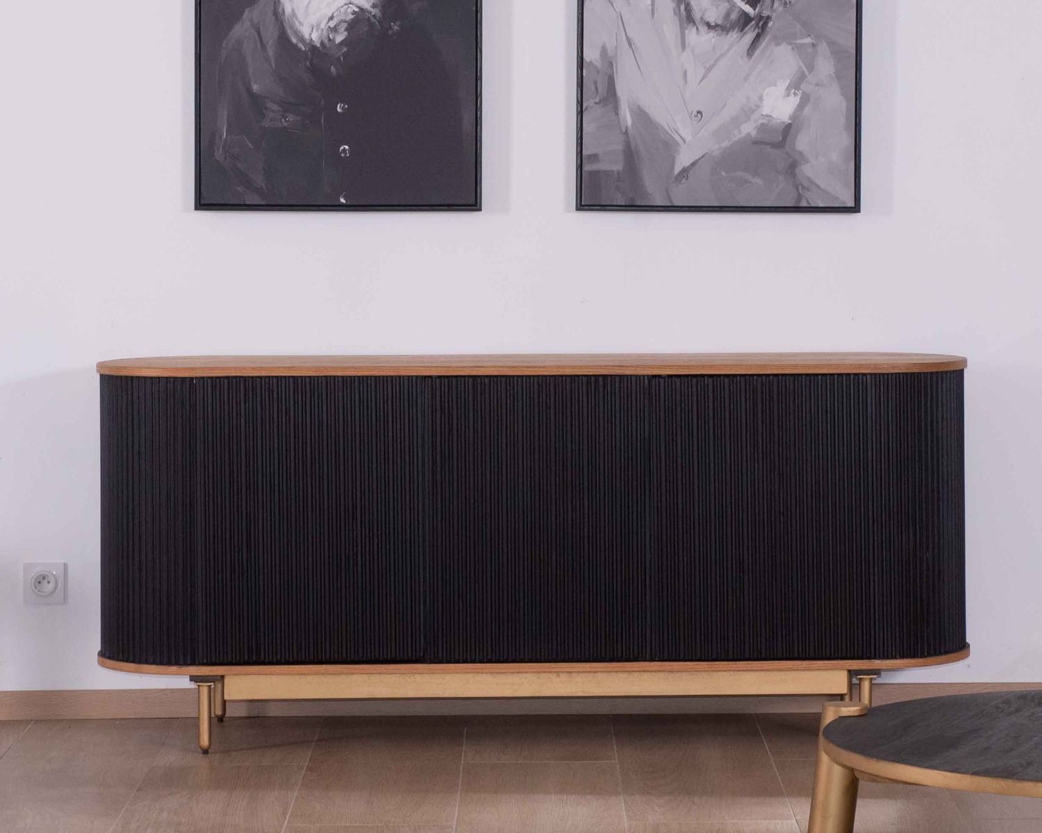 Buffet enfilade bois, noir et doré style rétro chic "Pop Vintage"