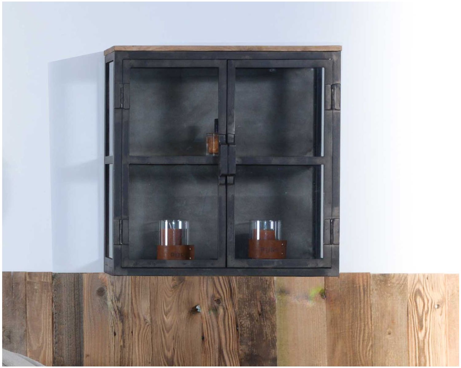 Vitrine 2 portes en métal anthracite et verre "Black Cook"